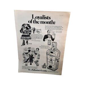 1972 Ballantines Whisky Loyalists Of The Month Original Print Ad vintage